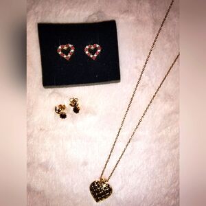 Red and gold 3 piece jewelry set